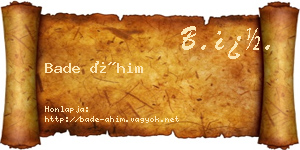 Bade Áhim névjegykártya